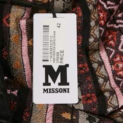 Pre Owned M Missoni Black/Purple Stripe Lurex Knit Sleeveless Maxi Dress M