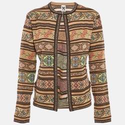 Pre Owned M Missoni Multicolor Patterned Knit Fabric Cardigan M