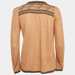 Pre Owned M Missoni Beige Knit Full Sleeve Top S