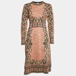 Pre Owned M Missoni Multicolor Floral Knit Midi Dress L
