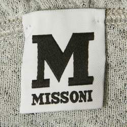 Pre Owned M Missoni Grey Lurex Knit Cross Back Detailed Maxi Dress L 