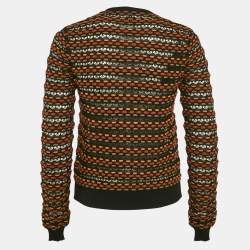 Pre Owned M Missoni Black/Orange Pointelle Knit Button Front Cardigan L