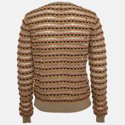 Pre Owned M Missoni Beige Pointelle Knit Button Front Cardigan S
