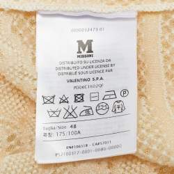 Pre Owned M Missoni White Seashell Pattern Lurex Knit V-Neck Top L