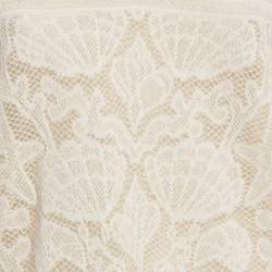 Pre Owned M Missoni White Seashell Pattern Lurex Knit V-Neck Top L