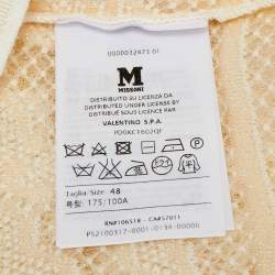 Pre Owned M Missoni White Seashell Pattern Lurex Knit V-Neck Top L