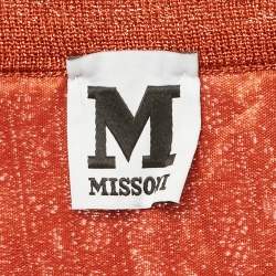 Pre Owned M Missoni Burnt Orange Patterned Lurex Knit Maxi Skirt L 