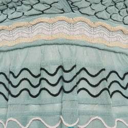 Pre Owned M Missoni Blue Patterned Sleeveless Tunic Top L