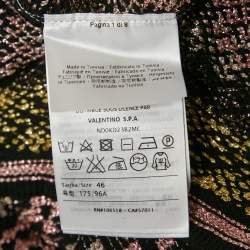 Pre Owned M Missoni Black Patterned Lurex Knit V-Neck Midi Dress L