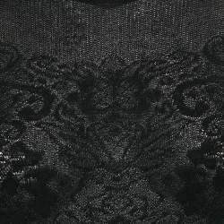 Pre Owned توب بأكمام طويلة شفاف قماشي مزخرف أسود إيم ميزوني مقاس متوسط - ميديوم