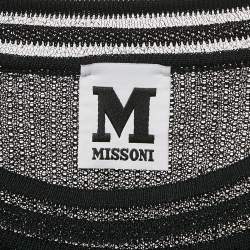 Pre Owned توب بأكمام طويلة شفاف قماشي مزخرف أسود إيم ميزوني مقاس متوسط - ميديوم