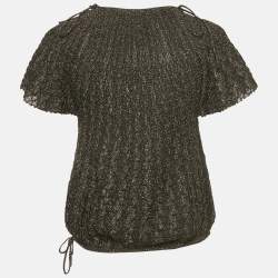 Pre Owned M Missoni Black Lurex Knit Short Sleeve Top S