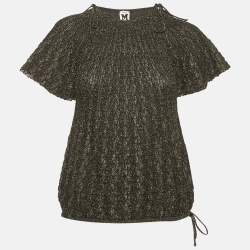Pre Owned M Missoni Black Lurex Knit Short Sleeve Top M