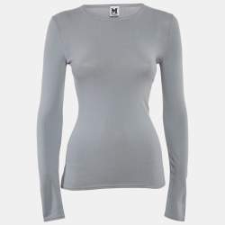 مملوكة مسبقًا M Missoni Grey Stretch Knit Crewneck Sweatshirt S