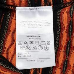 Pre Owned M Missoni Orange/Black Patterned Knit Full Sleeve Top M