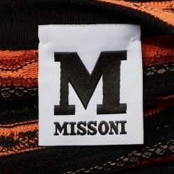 Pre Owned M Missoni Orange/Black Patterned Knit Full Sleeve Top M