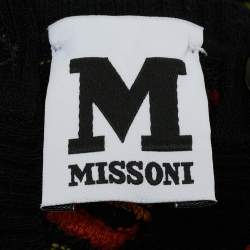 Pre Owned M Missoni Black Pointelle Knit Button Front Cardigan L