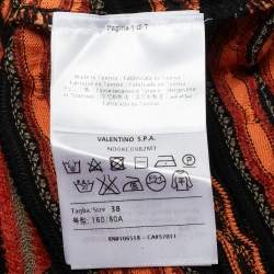 Pre Owned M Missoni Orange/Black Patterned Knit Full Sleeve Top S