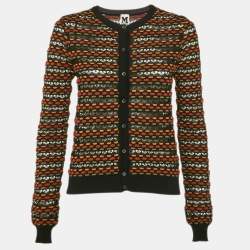 Pre Owned M Missoni Black Pointelle Knit Button Front Cardigan S