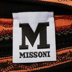 Pre Owned M Missoni Orange/Black Patterned Knit Full Sleeve Top S