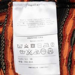 Pre Owned M Missoni Orange/Black Patterned Knit Full Sleeve Top S