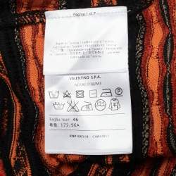 Pre Owned M Missoni Orange/Black Patterned Knit Full Sleeve Top L