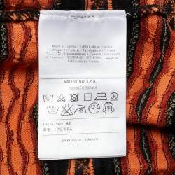 Pre Owned M Missoni Orange/Black Patterned Knit Full Sleeve Top L