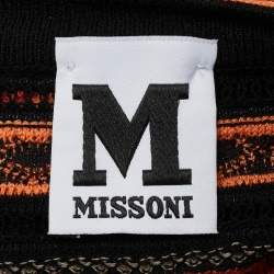 Pre Owned M Missoni Orange/Black Patterned Knit Full Sleeve Top L