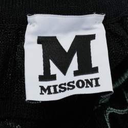 Pre Owned M Missoni Black Patterned Knit V-Neck Flared Top M