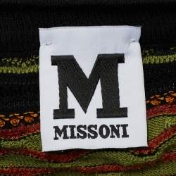 Pre Owned M Missoni Green Patterned Knit Full Sleeve Top M