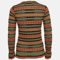 Pre Owned M Missoni Green Patterned Knit Full Sleeve Top M