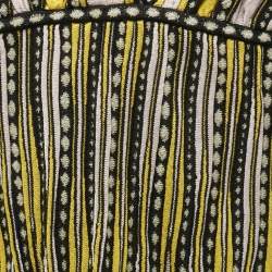 Pre Owned M Missoni Yellow / Black Patterned Lurex Knit Sleeveless Midi Dress L 