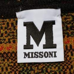 مملوكة مسبقًا توب إم ميزوني تريكو بوانتل برتقالي وأسود بأكمام طويلة مقاس وسط (ميديم)