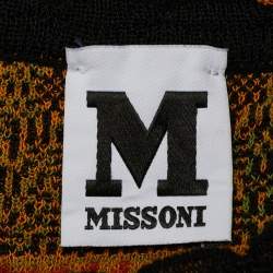 Pre Owned M Missoni Black/Orange Floral Perforated Knit Top L