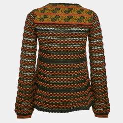 Pre Owned M Missoni Black/Orange Floral Perforated Knit Top M