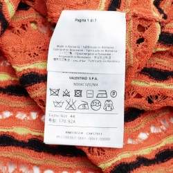Pre Owned M Missoni Orange Floral Perforated Knit Top M