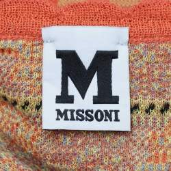 Pre Owned M Missoni Orange Floral Perforated Knit Top M