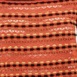 Pre Owned M Missoni Orange Floral Perforated Knit Top M