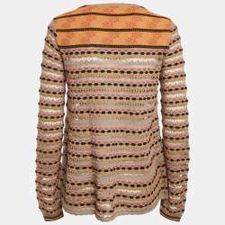 Pre Owned M Missoni Grey Floral Perforated Knit Top S