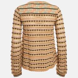 Pre Owned M Missoni Beige Floral Perforated Knit Top M