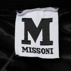 Pre Owned M Missoni Black/Orange Perforated Knit Maxi Skirt S