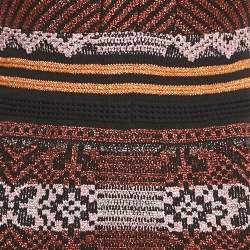 Pre Owned M Missoni Black/Orange Patterned Lurex Knit V-Neck Midi Dress M