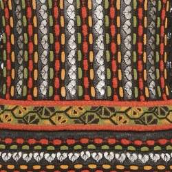 مملوكة مسبقًا M Missoni Black/Orange Pointelle Knit Long Sleeve Midi Dress M