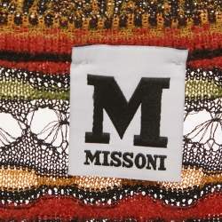 مملوكة مسبقًا M Missoni Black/Orange Pointelle Knit Long Sleeve Midi Dress M