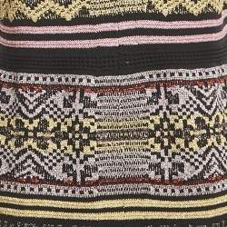 Pre Owned M Missoni Black/Pink Patterned Lurex Knit V-Neck Midi Dress S