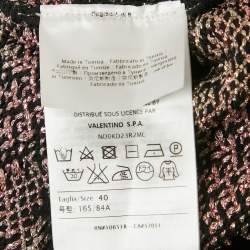 Pre Owned M Missoni Black/Pink Patterned Lurex Knit V-Neck Midi Dress S