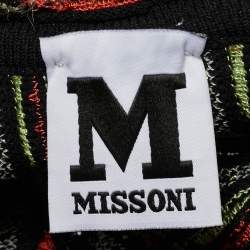 Pre Owned M Missoni Green/Orange Alga and Bubble Pattern Knit Midi Dress M