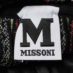 Pre Owned فستان إم ميزوني تريكور أخضر/برتقالي بنمط الطحالب والفقاعات بلا أكمام بطول متوسط مقاس متوسط