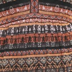 Pre Owned M Missoni Orange/Plum Stripe Pattern Lurex Knit Maxi Dress L