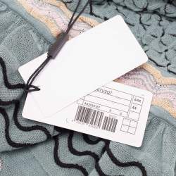 Pre Owned M Missoni Blue Patterned Knit V-Neck Flared Top M